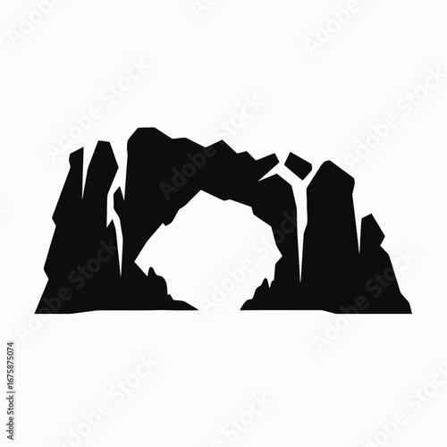 Imposing stone archway at mountain, presenting a nature landmark silhouette