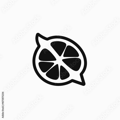 Striking halved citrus fruit slice with geometric divisions revealing an expressive silhouette