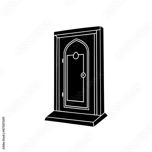 minimal black pet door vector illustration isolate
