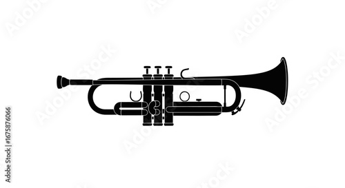 Classic Black Trumpet Musical Instrument Silhouette.