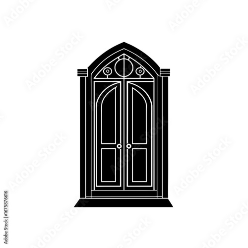 traditional carved wooden door vector on white