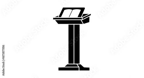 Black Silhouette of a Lectern with Open Book.