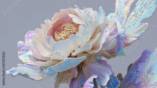 Ethereal Pastel Flower with Glimmering Hues and Delicate Petals
