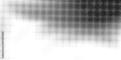 Grunge halftone gradient background. Faded grit noise texture. White and black sand wallpaper. Retro pixelated backdrop. Anime or manga style comic overlay. Vector graphic design textured template