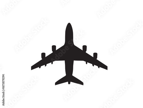 Elegant airplane silhouette icon vector with modern minimal style