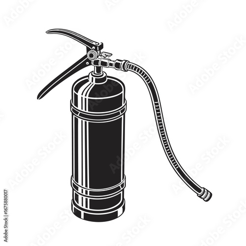 Detailed Vector Illustration of a Fire Extinguisher Essential Safety Equipment Depicted in Black and White