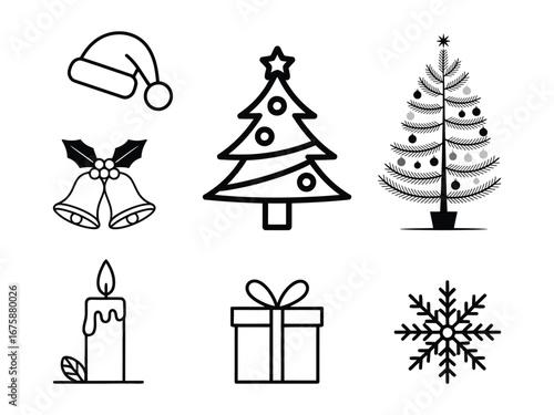 Collection of classic christmas icons for festive designs vector