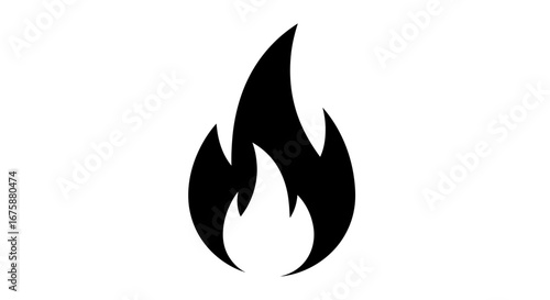 Black silhouette of a stylized flame icon.