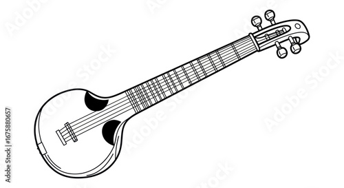 Stringed Instrument - Rudra Veena with Frets and Tuning Pegs.