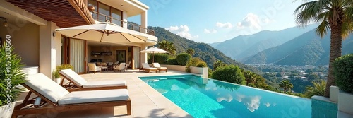 Luxurious townhouse holiday villa with private pool and stunning mountain views Perfect for a relaxing getaway Enjoy spacious interiors and outdoor entertaining areas , resort, architecture