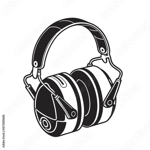Sound Protection Earmuff Vector Illustration for Noise Reduction and Hearing Safety