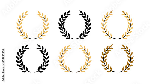 Laurel wreath vector design elements set for awards decorations and heraldic achievements isolated on white