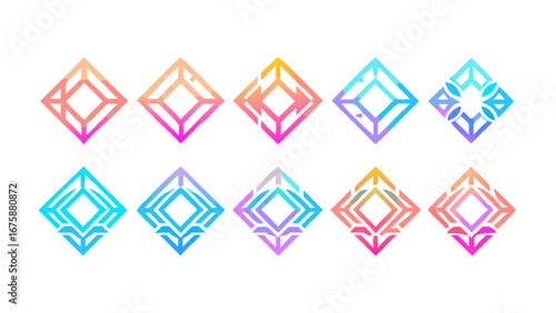 Abstract diamond shapes gradient design elements collection geometric logo icon vector illustration set concept