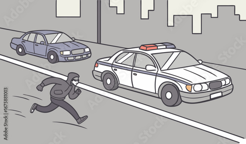 Police cars cheesing the thief car