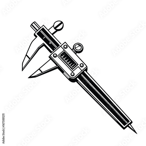 Precise Measurement Tool Vernier Caliper Vector Illustration