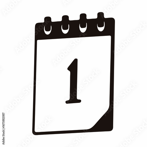 Black and white calendar icon showing the first day of the month