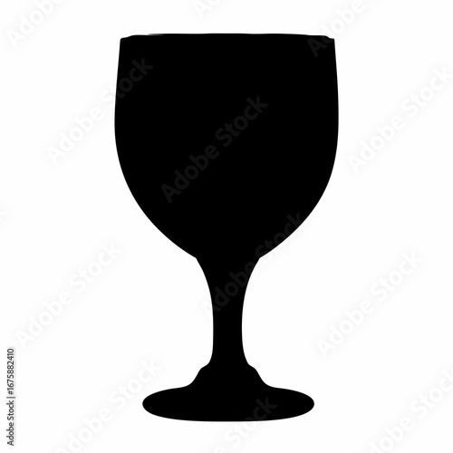 Elegant black silhouette illustration of a stylized wine or cocktail glass