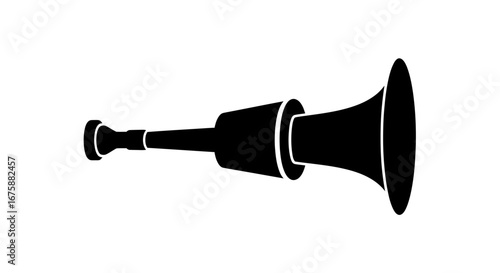 Black Silhouette of a Musical Trumpet Instrument.