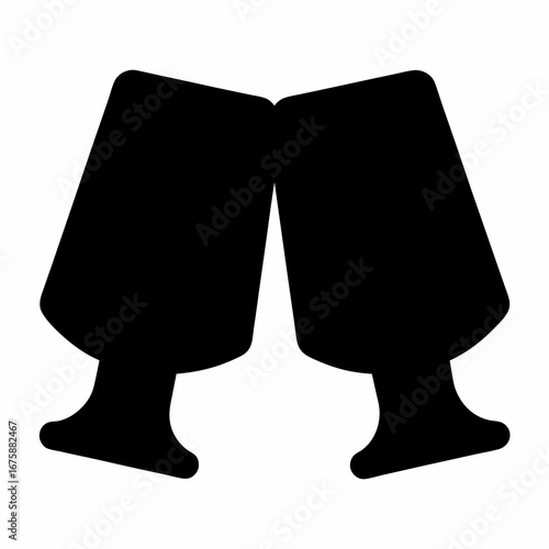 Silhouette of two toasting glasses to represent celebration or festive occasion