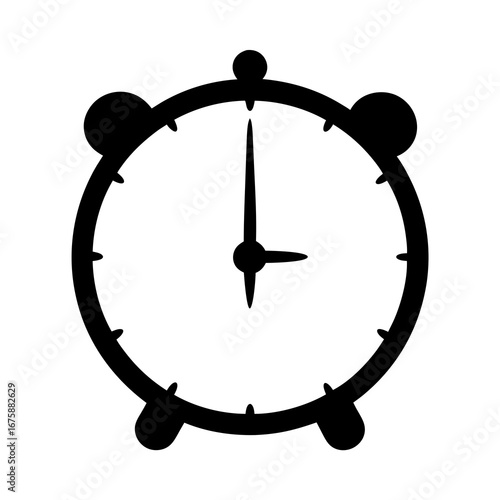 Silhouette of a traditional alarm clock showing the time is after three