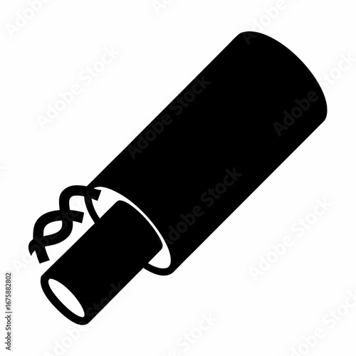 Stylized image of a black dynamite stick with a curled fuse vector