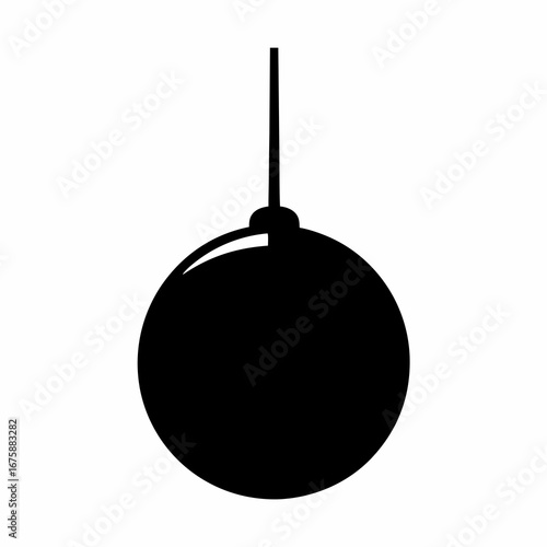 Simple Black and White Image of a Hanging Round Ornament or Bomb