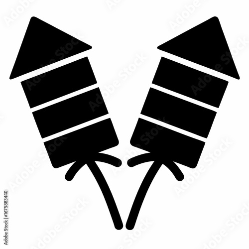 Two symmetrical fireworks rockets poised for launch representing celebratory fun