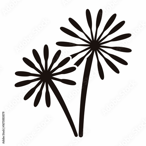 Silhouette Flowers with Elongated Petals on White Background with a Modern Touch