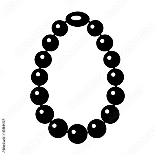 Elegant black beaded necklace with a single larger oval centerpiece