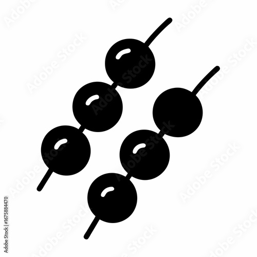 Two skewers of sweet dango Japanese dessert, traditional Japanese sweets illustration
