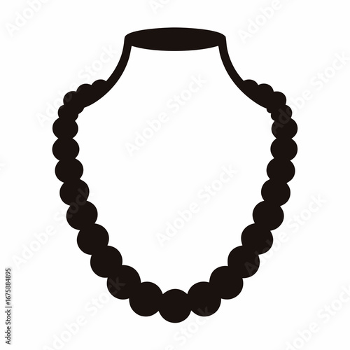 Elegant Black Bead Necklace Displayed on a Necklace Stand Silhouette Image
