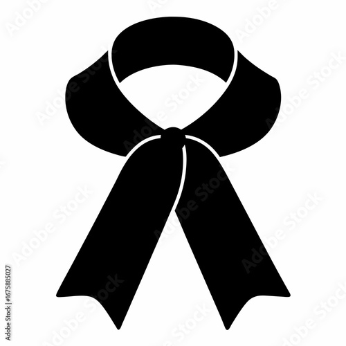 Black ribbon of awareness and grief against a plain white backdrop