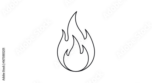 A simple black continuous line drawing of a fire flame icon.