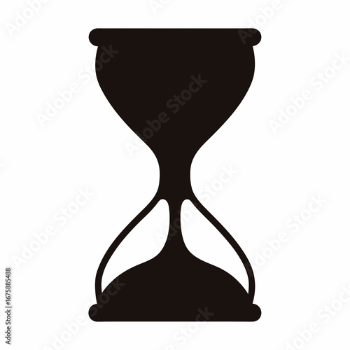 A stylized silhouette illustration of an hourglass, representing the passage of time