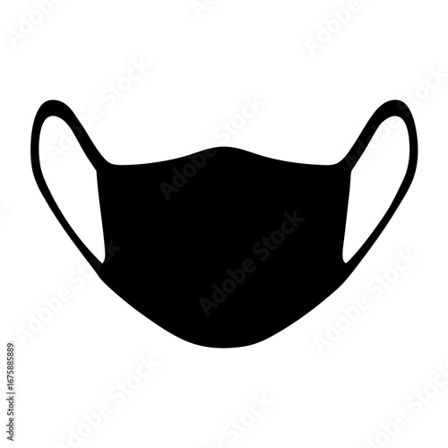 Black cloth face mask for virus protection during pandemic on white