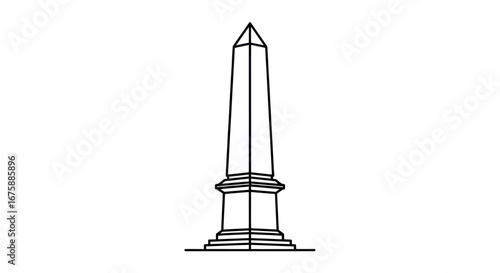 Line Drawing of a Tall Obelisk Monument.