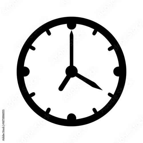 Simple black clock icon showing the time at 300 with minute hand