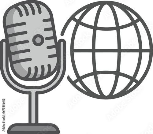 Global broadcast microphone icon