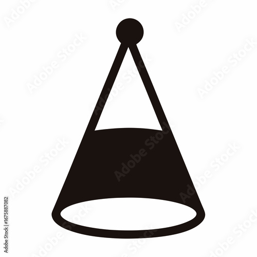 Abstract geometric conical shape with hanging point, resembling party hat or pendant