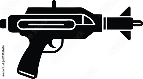 sci fi ray gun blaster silhouette vector illustration