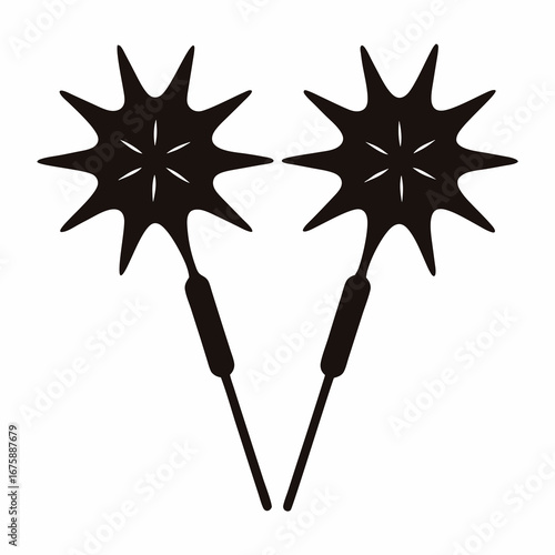 Two sparkler icons symbolize celebration, festivities, and new year's eve festivities.