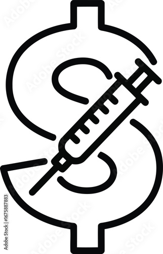 Syringe on dollar sign healthcare costs medical finance