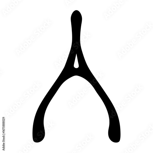 Simple black graphic of a wishbone on a clean white background
