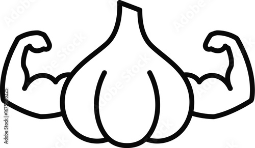 Strong garlic icon health immunity power