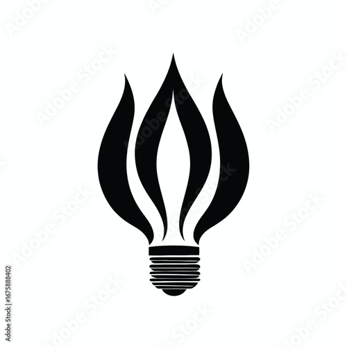 Bulb transformed into an exquisite fiery floral art concept silhouette