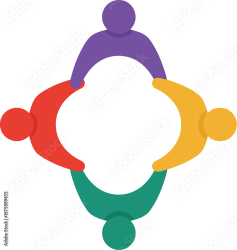 Colorful teamwork abstract people circle
