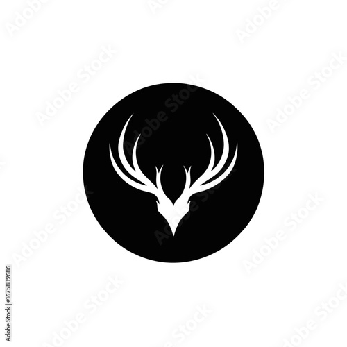 Majestic antlers graphic design in a bold and striking circle silhouette