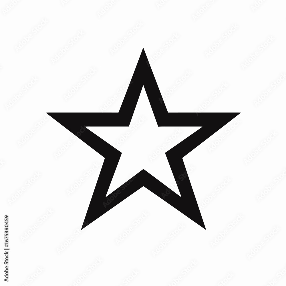 Fototapeta premium Striking five pointed star shape symbol on white background silhouette