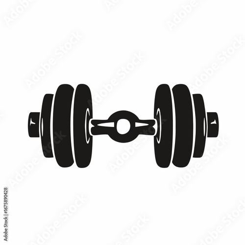 Black dumbbell design element for fitness training vector graphic silhouette