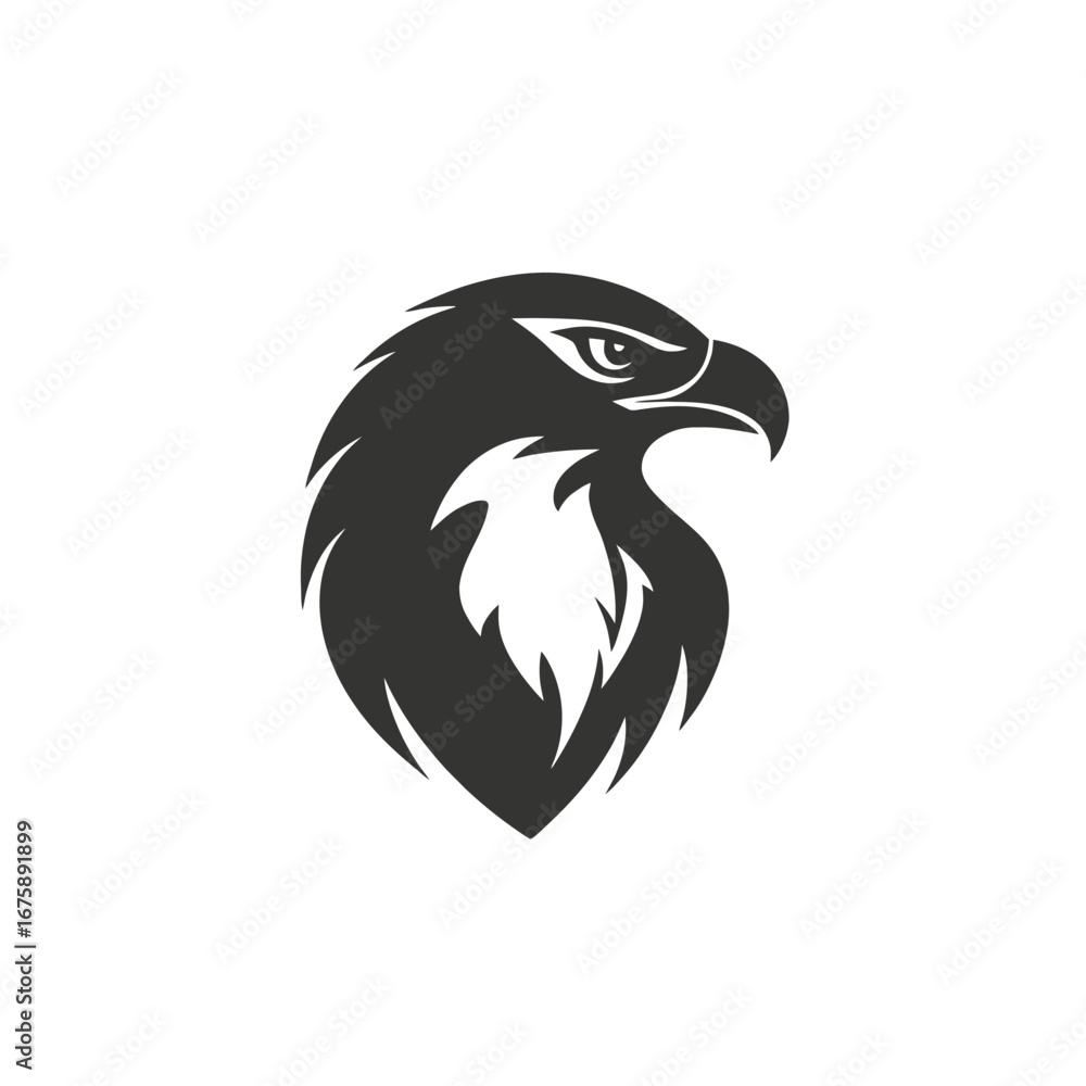 Fototapeta premium Striking eagle head illustration showcasing strong and bold bird of prey silhouette